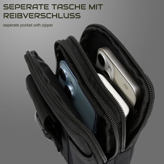 Étui adapté pour OnePlus Nord en noir solide téléphone portable tactique molle EDC pochette compatible sac à bandoulière étui de ceinture militaire housse