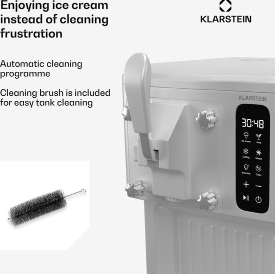 Klarstein SweetSwirl ijsmachine - 3-in-1 voor ijs, milkshakes en smoothies, 1,5 liter tank, touchscreen, koelstand, reinigingsfunctie, wit - voor Feest - Snel - Display - Ice Maker - Ice Cube Maker - IJsmaker - IJsblokjesmaker van Klarstein — afbeelding 4