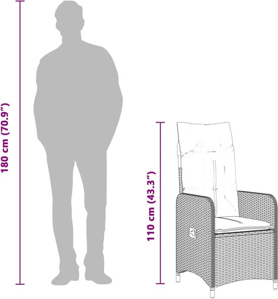 vidaXL - 9 pièces - Set de bistro - avec - coussins - poly - rotin - noir