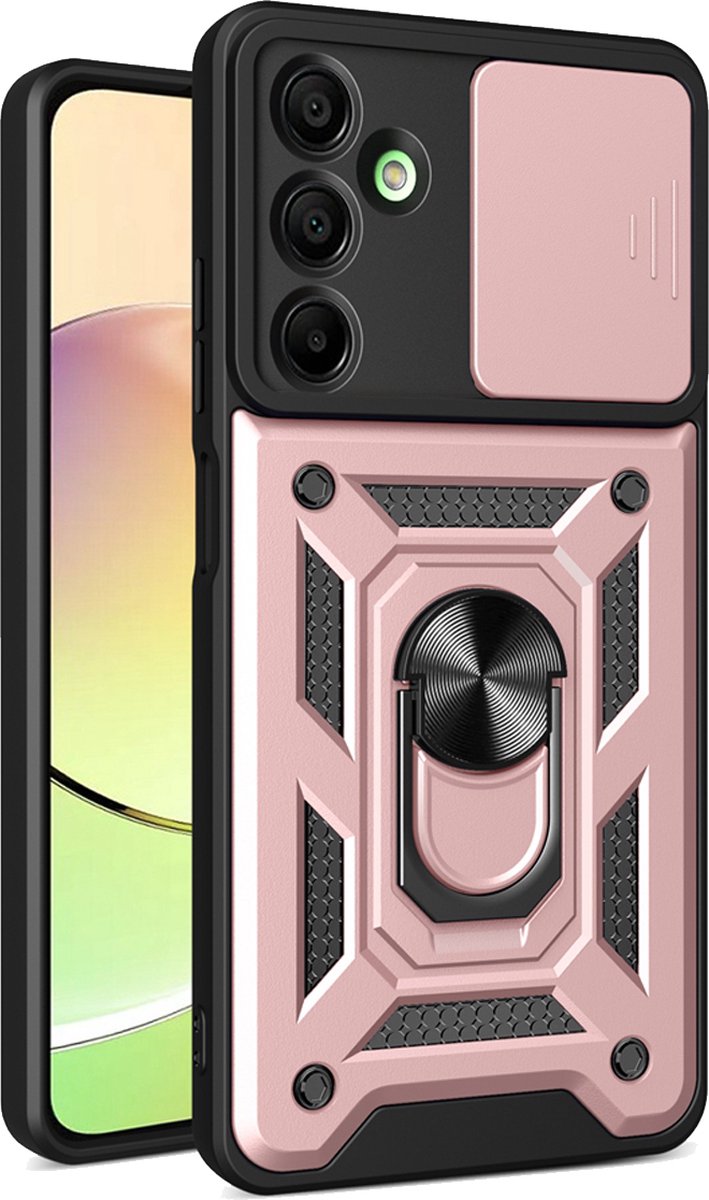 MobyDefend Hoesje - Geschikt voor Samsung Galaxy A16 - Pantsercase Met Draaibare Ring - Rosé