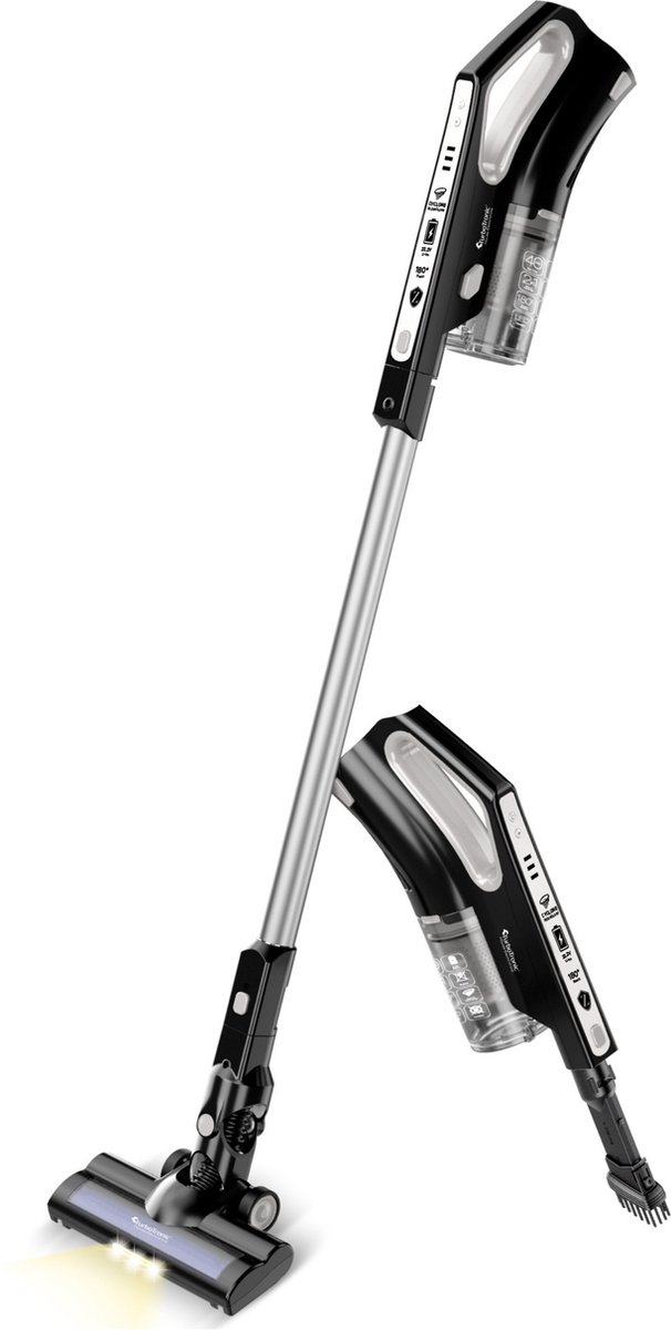 TurboTronic VS280 Draadloze Steelstofzuiger met Handstofzuiger – Zwart
