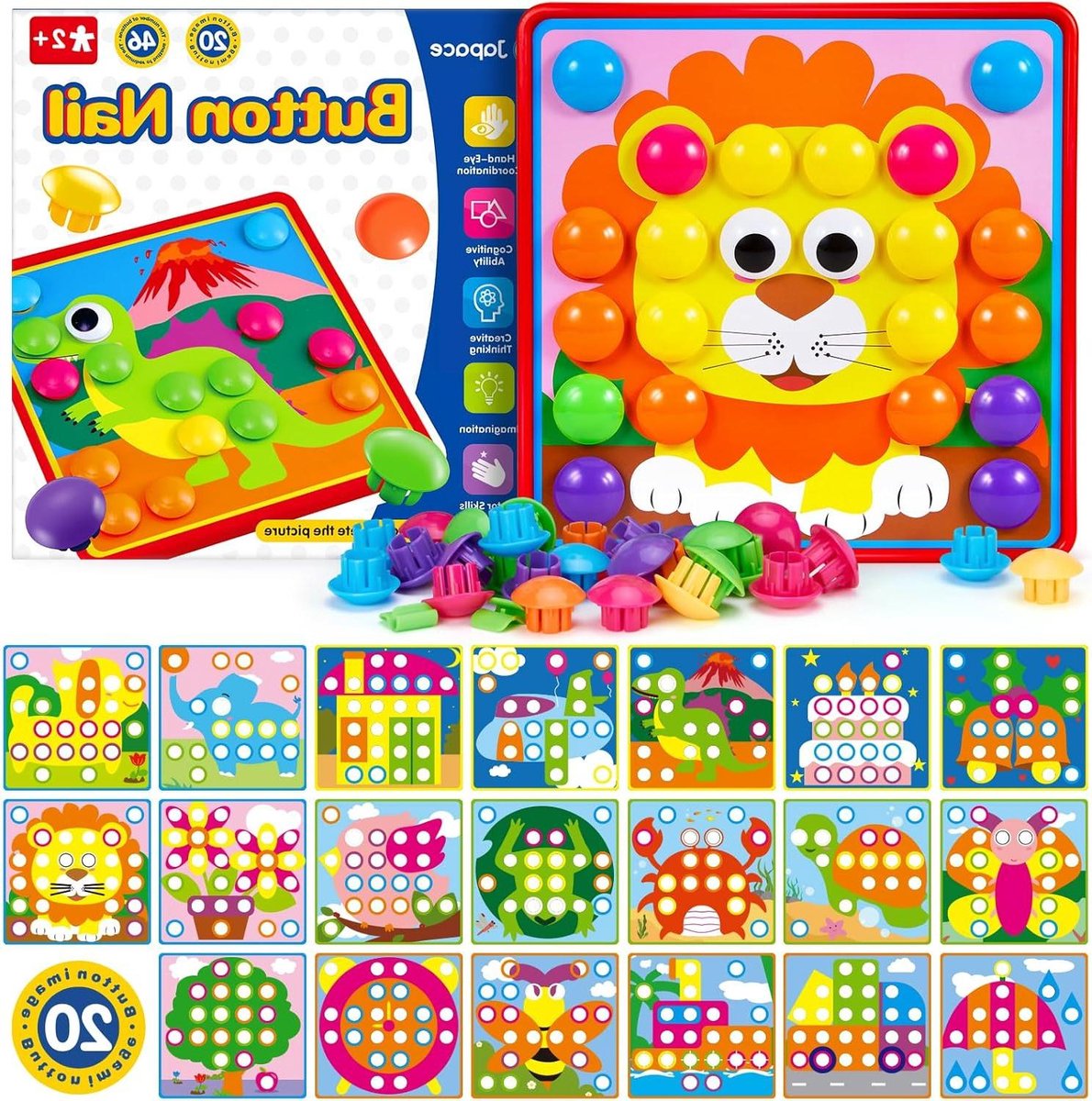 Mozaïek steekspel kleuterspel - leren kleuren - cadeau 2 jaar