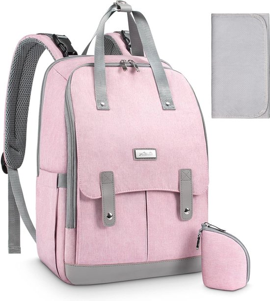 Lekebaby Luiertas voor baby's, grote capaciteit, reisrugzak voor baby's, geïsoleerd, waterdicht, met aankleedmat, motief pijl, A01-grijs, 1 Unité (Lot de 1), Exquisite