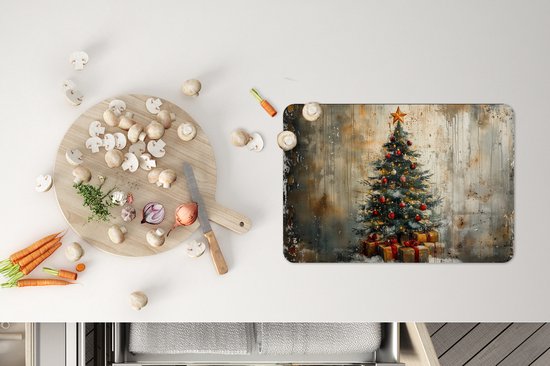 Napperons - 6 pièces - 45x30 cm - Set de table plastique - Sapin de Noël - Vintage - Noël - Cadeau - Sets Assiettes - Décoration pour la table - Accessoires de décoration de table de Cuisine - Tapis Vinyl - Décoration de table