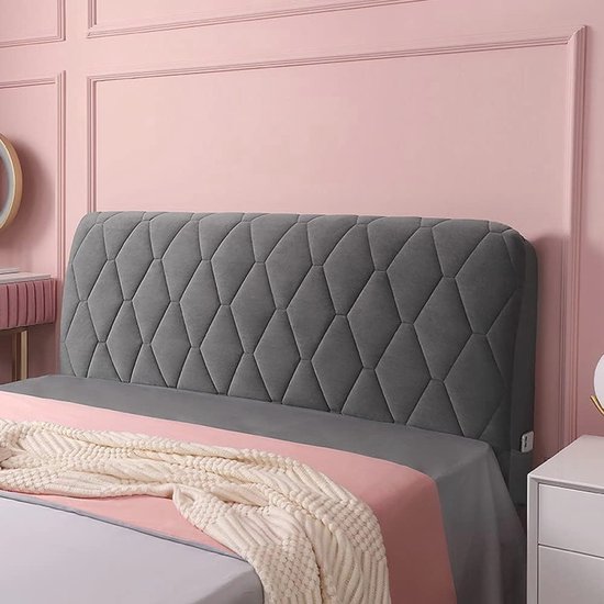 Hoofdbord Hoes 140,Elastisch All-inclusive Hoofdeinde Hoes,Bed Hoofdrug,Effen Kleur Slaapkamer Decoratie Grijs (Kleur : Dark gray, Maat : 1.6m/63in