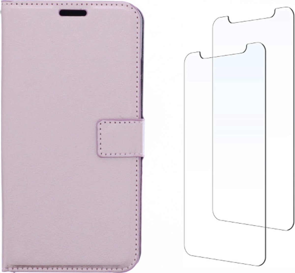 LuxeBass Samsung hoesje geschikt voor Galaxy A5 (2017) / A520 hoesje book case + 2 stuks Glas Screenprotector rose goud gsm hoesje - telefoonhoes - telefoonhoesjes - beeldscherm - scherm - tempered glas
