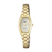 Q&Q Q06A-002PY - Horloge - Analoog - Vrouwen - Dames - Stalen band - Ovaal - Metaal - Cijfers - Streepjes - Goudkleurig - Wit