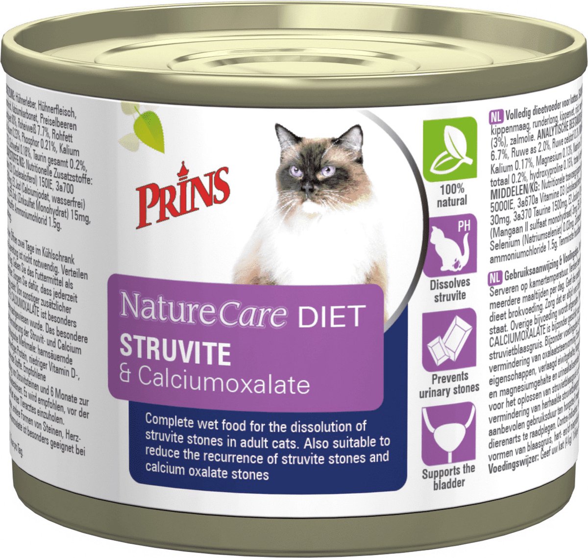 Prins NatureCare Diet Kattenvoer Nat Struvite&Calciumoxalate 200 gr