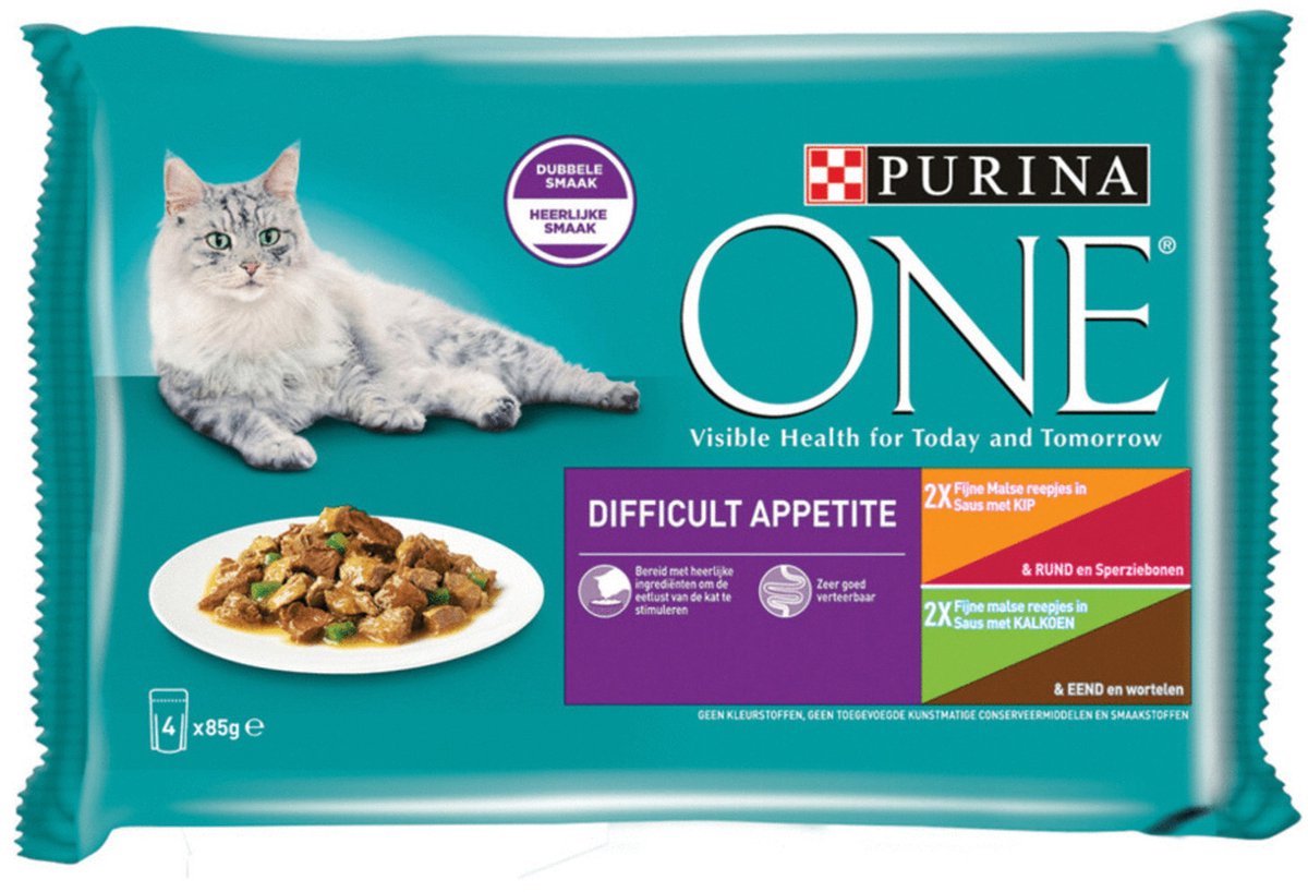 Purina Purina One Pouch Adult Difficult Appitite Kip 4 x 85 gr