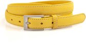 JV Belts Dames riem geel nubuck - dames riem - 2.5 cm breed - Geel - Echt Leer/Nubuck - Taille: 95cm - Totale lengte riem: 110cm