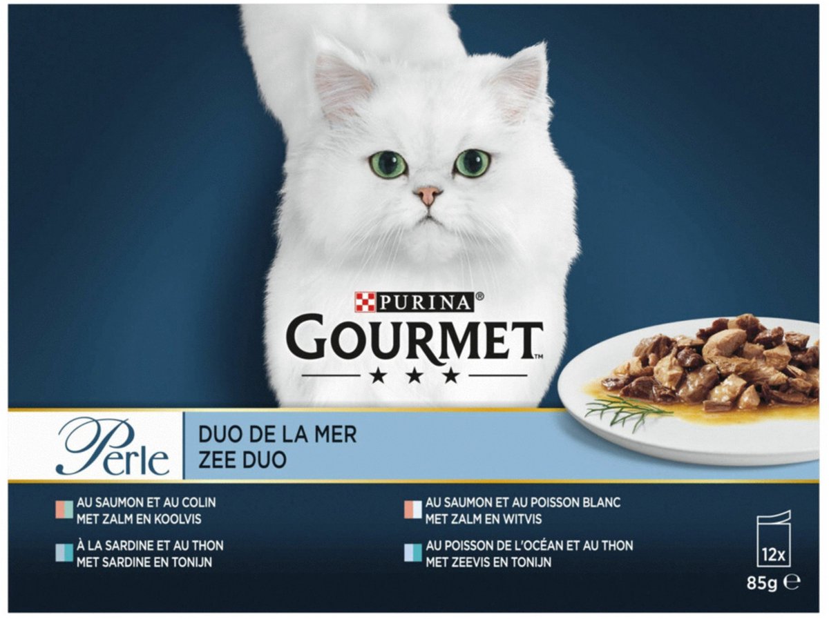 Purina Gourmet Perle Zee Duo natvoer kat (12x85 g) 4 x (12 x 85 g)
