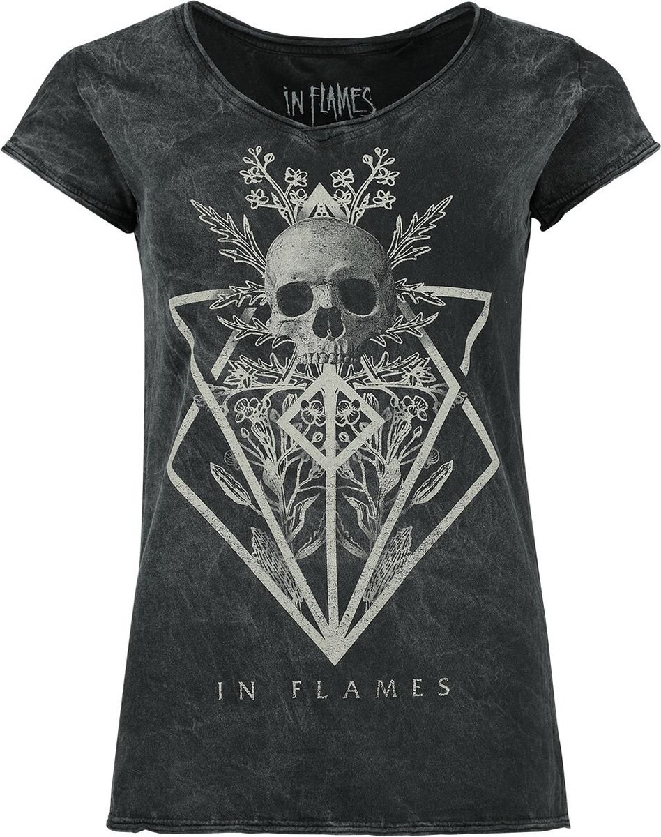 In Flames Skull Dames T-shirt - zwart - XXL