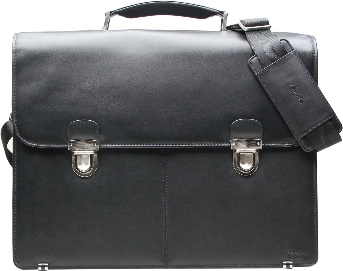 Esquire Business tas Laptoptas met laptopvak Oxford Briefcase Black Zwart