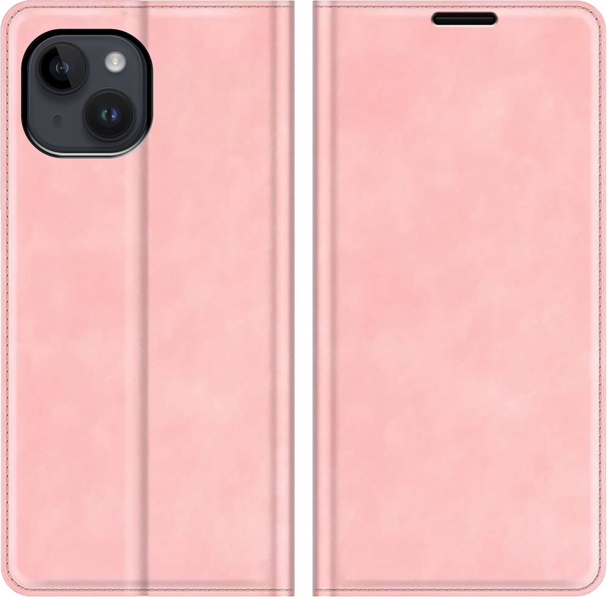 Cazy hoesje geschikt voor iPhone 14 - Hoesje met Pasjeshouder - Luxe Book Case - Roze