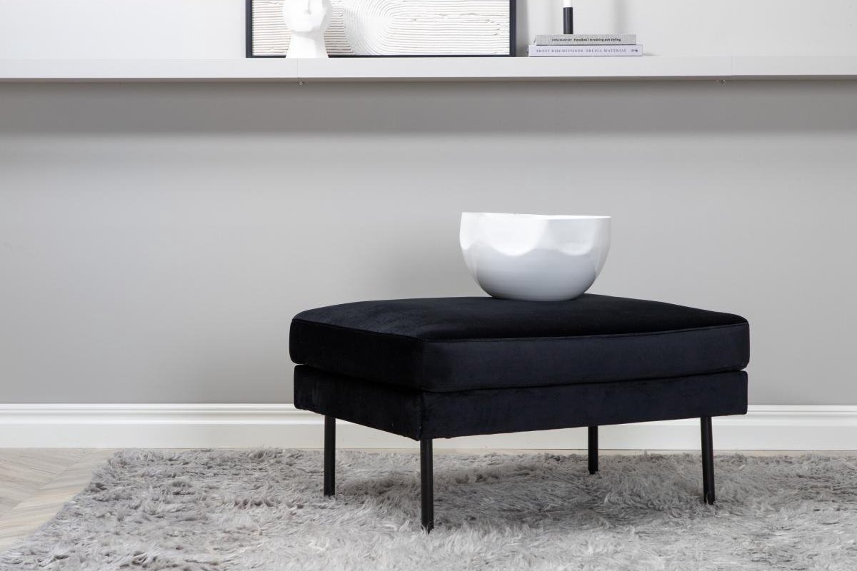 Svea Rio hocker - velvet - zwart