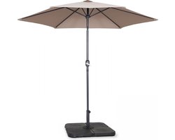 Oviala - 3m rechte kantelparasol met 4 taupe tegels om in te vullen als ballast - Matera