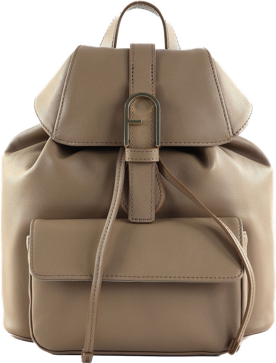 FURLA Leren Vrije tijd rugzak Flow Backpack Greige Taupe