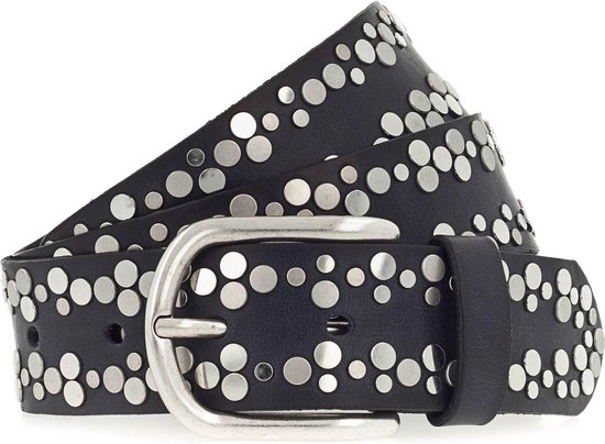 Vanzetti Cuir Ceinture Belt 35MM W105 Navy Bleu marine