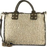CAMPOMAGGI Sac à épaule bandoulière Sac à main Shopping Bag Naturale + Oro + T / V.Militare Beige
