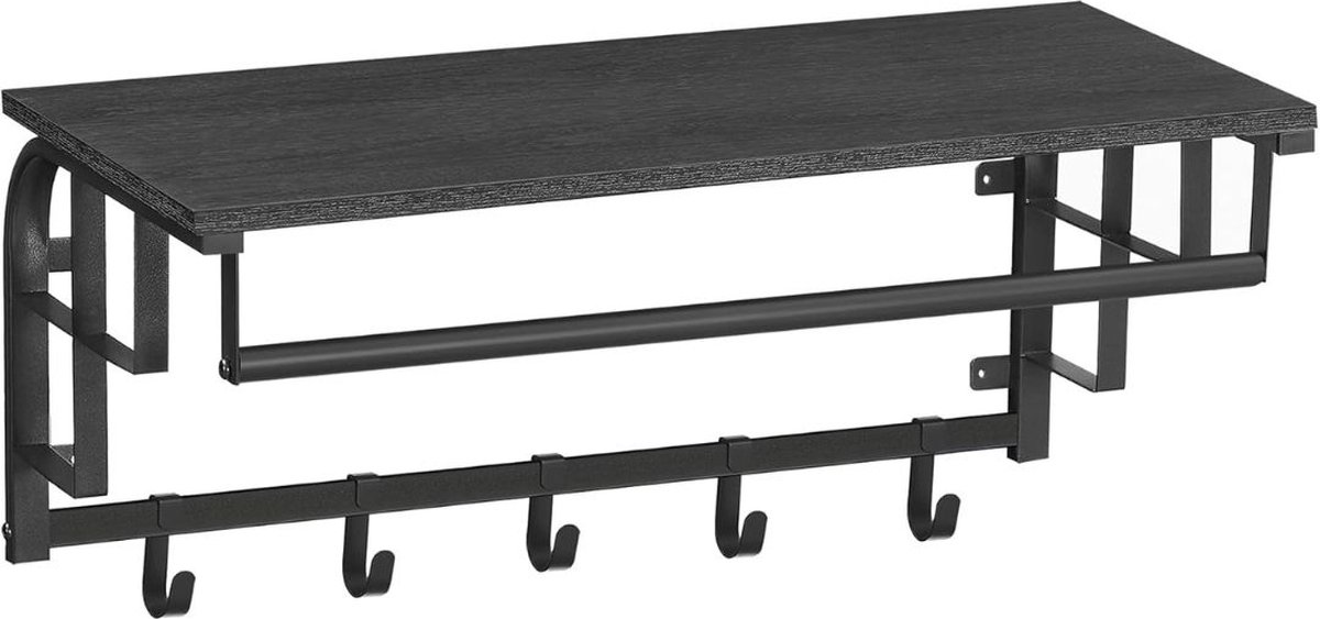 ApexArte® Wandkapstok met Hoedenplank - Kapstok - Wandplank - Zwart