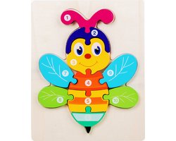 Houten Blokpuzzel-Montessori Speelgoed-3D puzzel-Kinderen-3 Jaar-Gift-Cadeau-Bee, Educatief Spel voor 3 4 5 6 7 Jaar, Cadeau voor Jongens en Meisjes