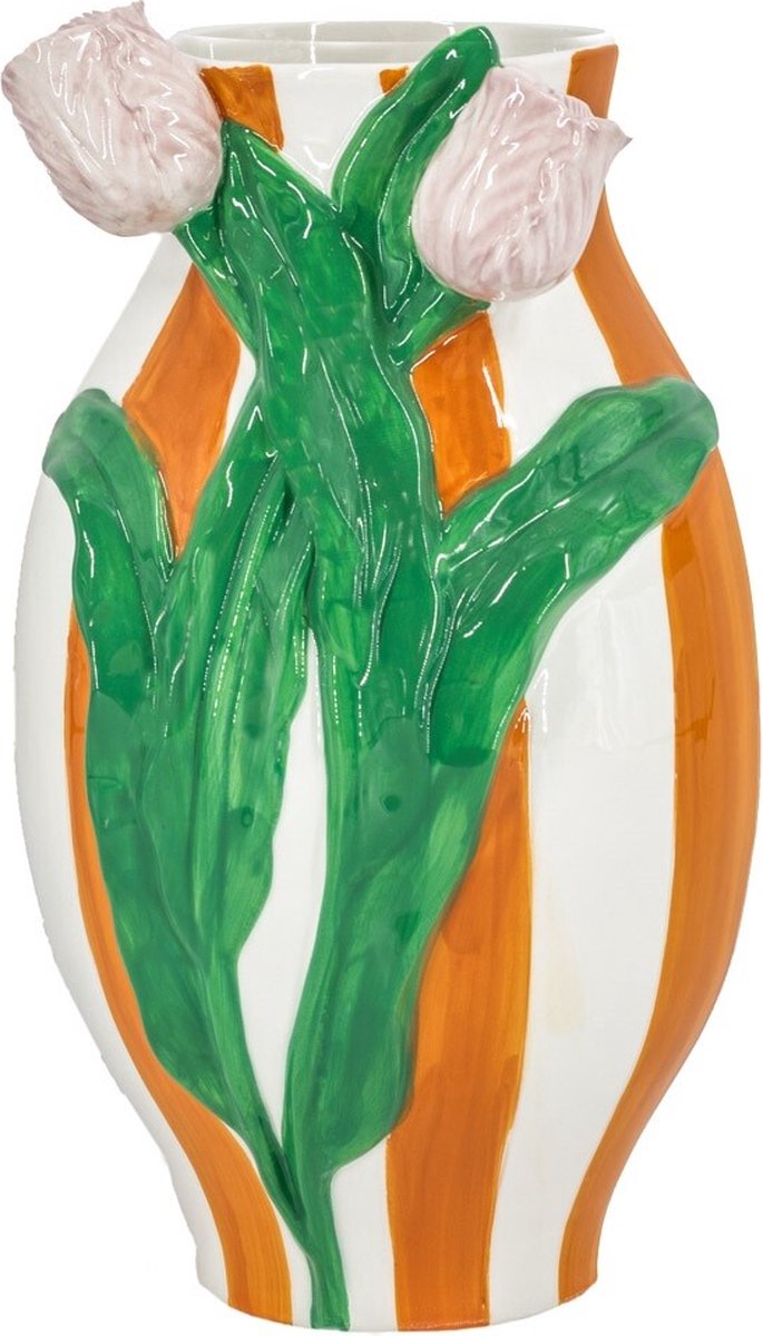 homebound by ky Vaas tulpen stripes | bloemenvaas Oranje