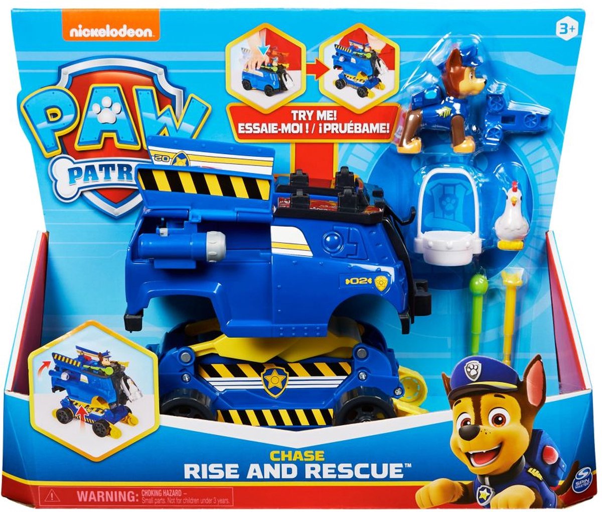 PAW Patrol - Transformerende Rise'n'Rescue-speelgoedvoertuig met actiefiguren en accessoires - stijlen kunnen variëren