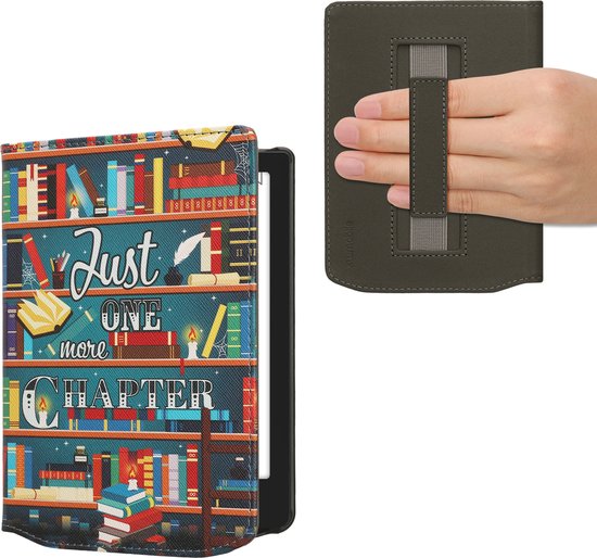 kwmobile e-reader hoesje geschikt voor Pocketbook Verse / Verse Lite / Verse Pro / Color / Vivlio Light/Light HD hoes - E reader flip case met magneetsluiting - Ereader cover - bibliotheek design in meerkleurig van kwmobile — afbeelding 3