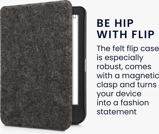 kwmobile hoes geschikt voor Kobo Clara BW / Colour - e-reader beschermhoes van vilt - donkergrijs van kwmobile — afbeelding 5