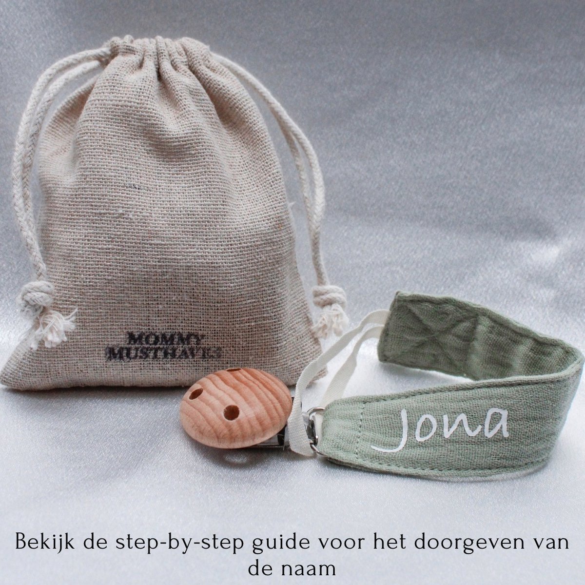 Goedkoopste Speenkoord met naam - katoen - Olijf groen - fopspeen - accessoires baby - houten knop - speenketting met naam - baby - gepersonaliseerd kraamcadeau - stof - jongen - meisje - katoen - ZIE BESCHRIJVING VOOR HET DOORGEVEN VAN DE NAAM