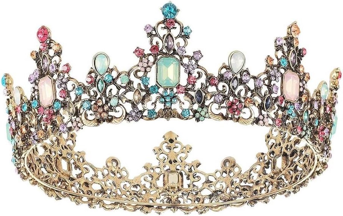 Kristallen tiara kroon voor bruiloft - Prinsessendiadeem retro gala - Eén maat metaal waterdiamant .