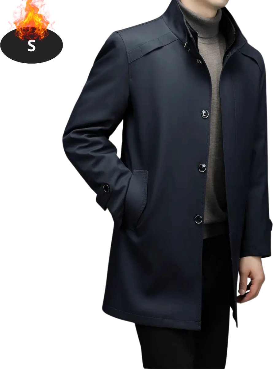 Nivard Mantel Heren Tussenmantel Jas Mantelpakje Trenchcoat Overjas Overcoat Winter Blauw