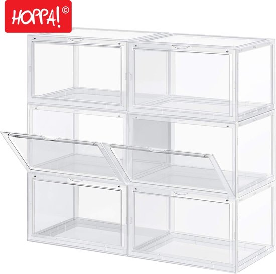 Yorbay Schoenbox, 3-delige set, stapelbare schoenenorganizer, kunststof Yorbay Schoenbox, 3-delige set, stapelbare schoenenorganizer, kunststof