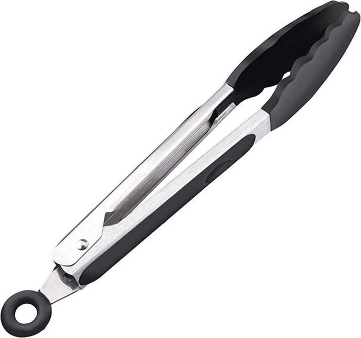 Siliconen Keukentang - Klein - Vleestang en Serveertang - BBQ en Barbecue Tang - Salade Tang - 21CM - Zwart