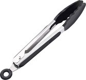 Pinces de cuisine en Siliconen - Pinces à viande et de service - Pinces à BBQ - Pinces à salade - 21 cm - Zwart