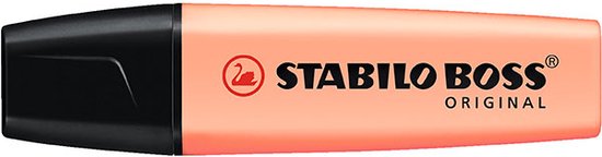 Perzikkleurige STABILO BOSS ORIGINAL marker met zwarte dop.
