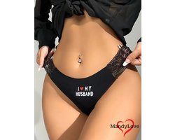 Naadloze I Love My Husband strings met kant - naadloos ondergoed dames - sexy dames slipje - invisible string - string vrouwen erotiek