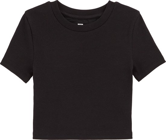 WE Fashion Meisjes cropped T-shirt van ribstof