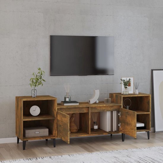 The Living Store Meuble TV Médias - Chêne - 160 x 35 x 55 cm