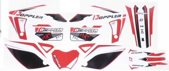 Kit autocollant stickers Doppler pour moto Rieju 50 MRT 19 pièces rouge Neuf