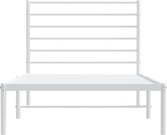 Cadre de lit avec tête de lit en métal blanc The Living Store 100x200 cm - Cadre de lit robuste - Cadre de lit en métal - Cadre de lit Wit - Lit simple - Cadre à sommier tapissier