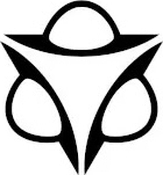 Zwart logo met drie overlappende druppels in een driehoekige vorm.