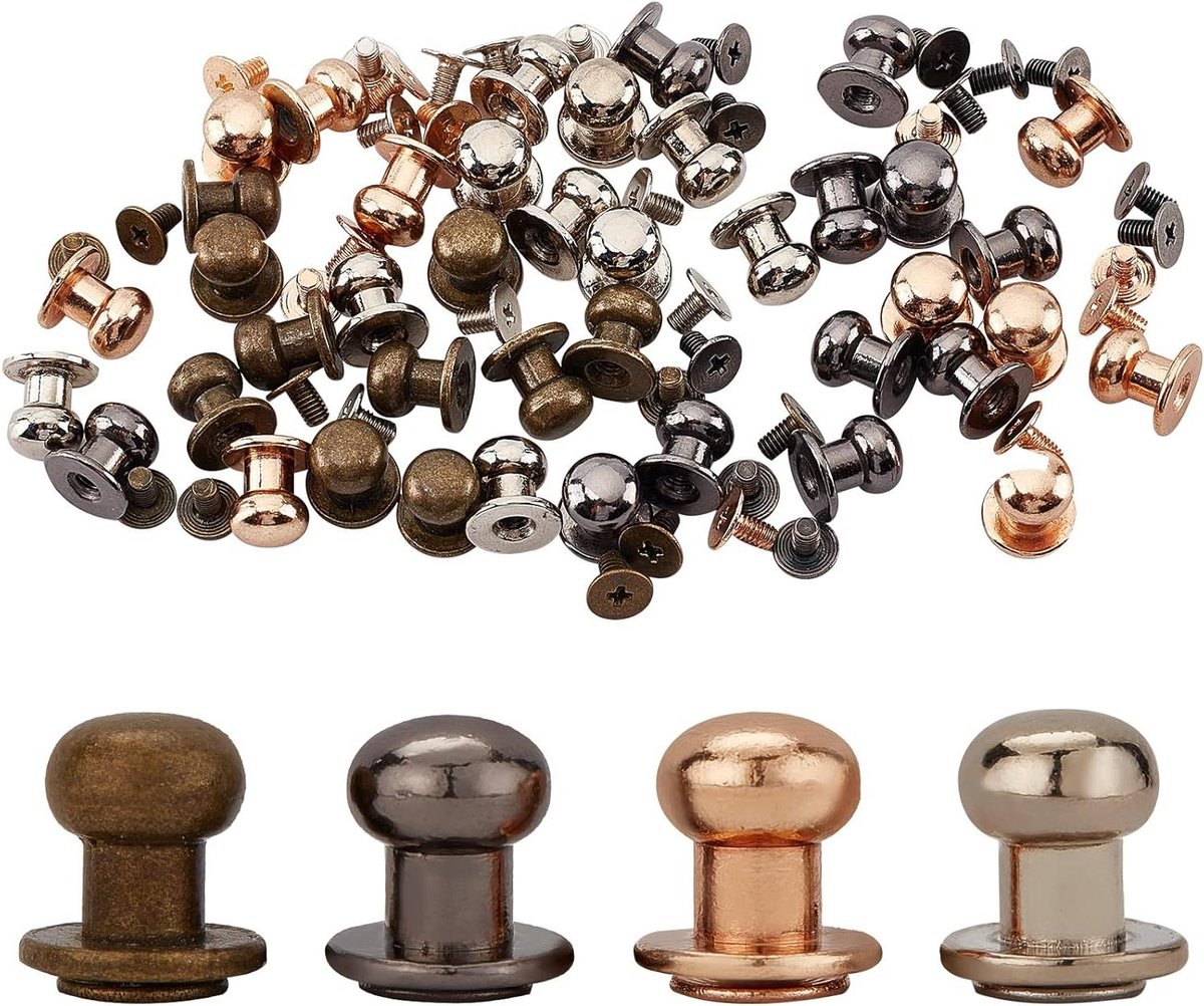 40 Set 4 Kleuren 8x10x10mm Ronde Hoofd Schroef Knop Studs - Chicago Schroef Klinknagels Post - Voor Thuis DIY Lederen Reparaties - Ambachten Bagage Jassen - Portemonnee Handtas .