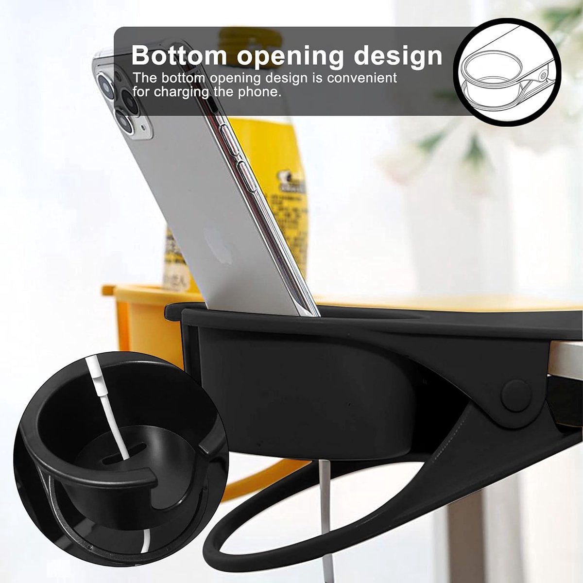 Drinkbekerhouderclip Creatieve kantoorbekerhouder Drankhouderclip voor bureaustoelranden Ontwerp voor water, drankjes, frisdrank, koffiebeker voor thuis, kantoor (zwart)