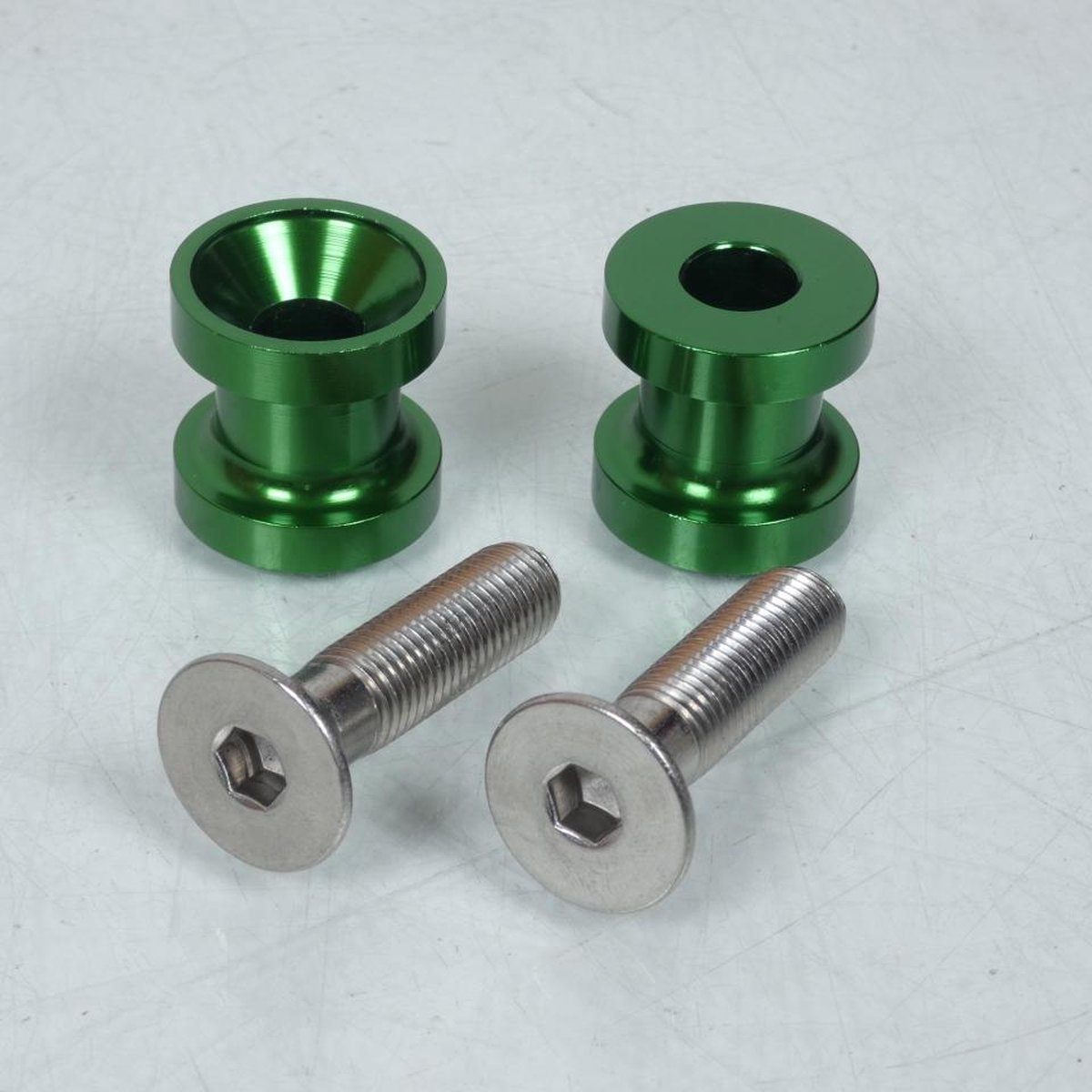 Paire de diabolo levage pion Vert M10 R&G pour moto Kawasaki 650 Er6-F 2007 Neuf