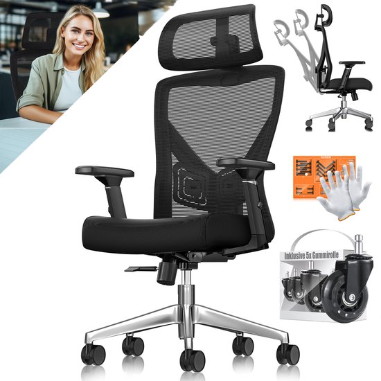 Ergonomischer Schreibtischstuhl mit Hoher Rückenlehne, Computer-Schaukelstuhl mi