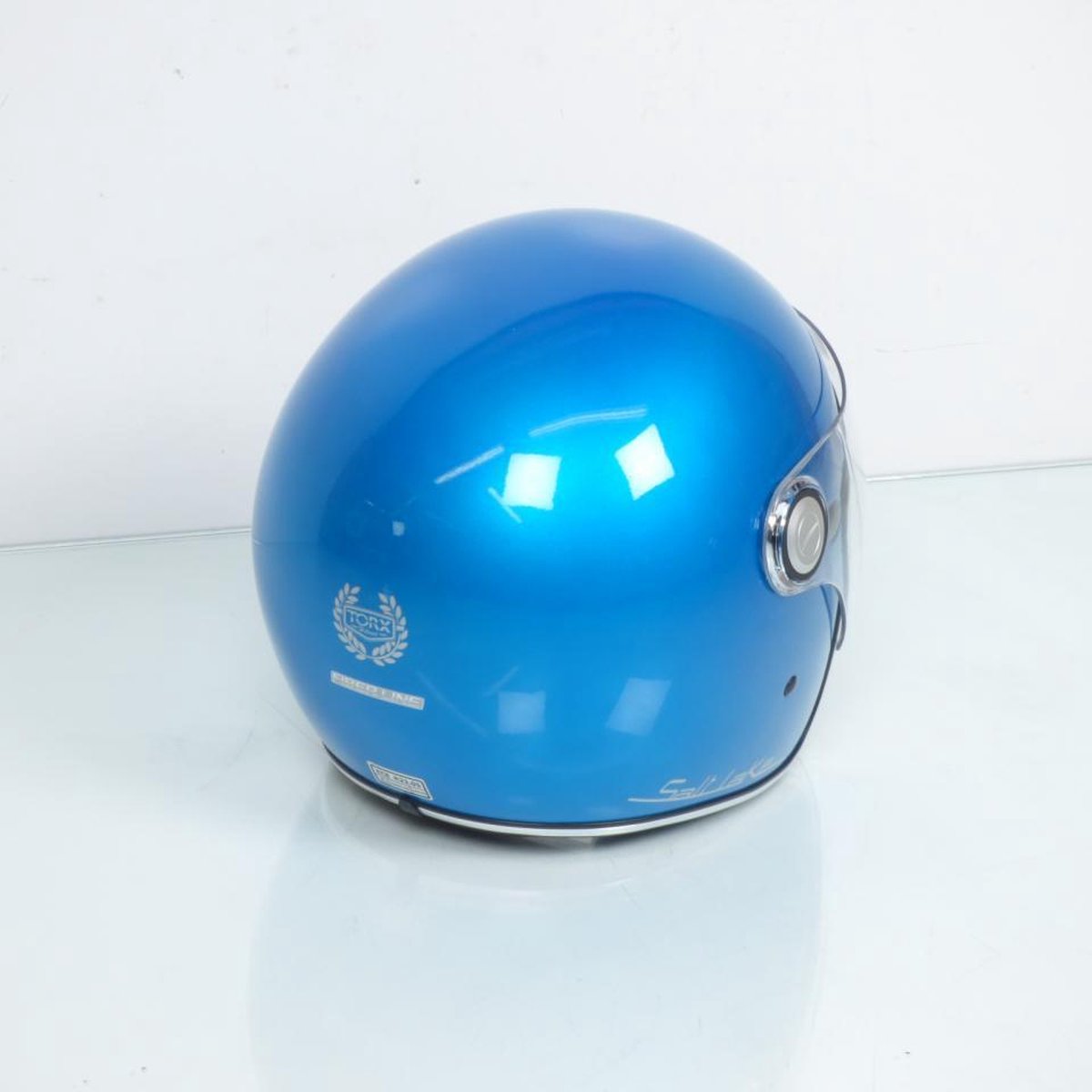 Casque jet moto scooter Torx Salt Lake Rainbow Blue Gloss Taille XS 53-54cm pour homme femme neuf