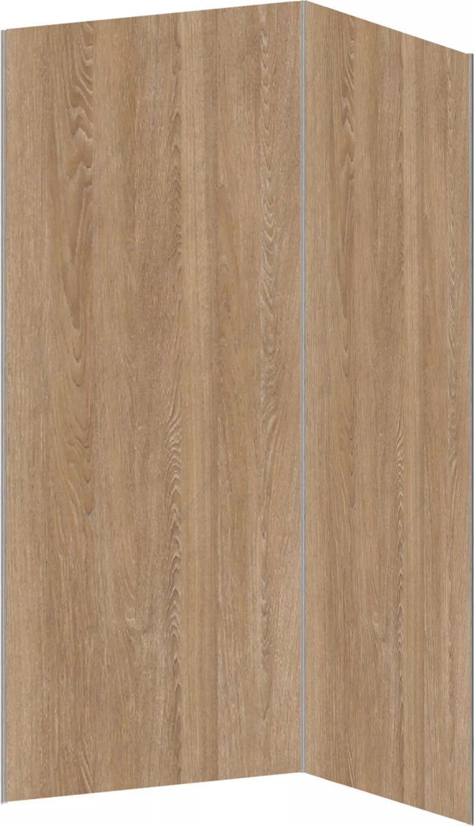 Vente-unique Set van 2 douchewandpanelen met houteffect van aluminium met profielen - L90 