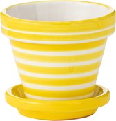 J-Line cache-pot Granada Stripes Handmade + Painted - céramique - jaune - extra small - Ø 17 cm