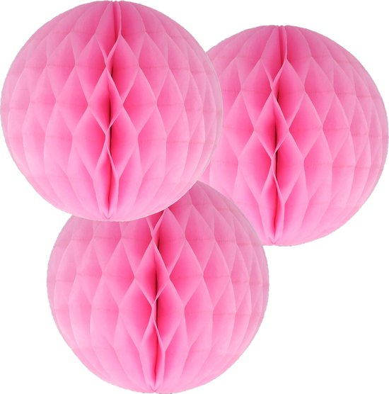 Boules de Noël en papier - 3x - rose - 10 cm - Décorations de Noël pour sapin de Noël
